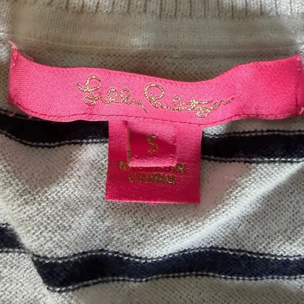 Lilly Pulitzer Crestwood Sweater | Navy Maritime Stripe | Fringe Hem | Size S - Picture 7 of 7